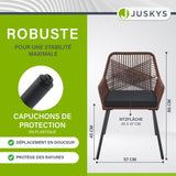 Juskys Ensemble de 2 chaises de Jardin Kastos en Corde - Chaise d'extérieur avec accoudoir et Coussin - Chaise de Jardin supportant 150 kg - Jardin, Balcon - chaises Marron