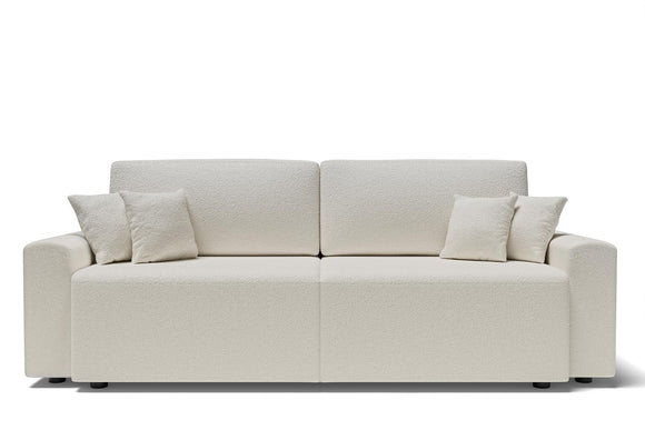 BAÏTA Canapé Droit Milo 3 Places en Tissu Bouclette Blanc