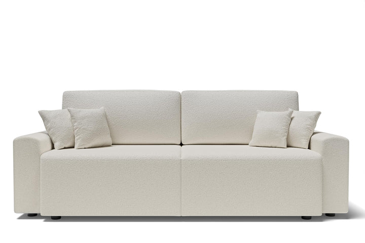BAÏTA Canapé Droit Milo 3 Places en Tissu Bouclette Blanc