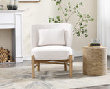 chairus Fauteuil Relax Salon avec Oreiller Lombaire Chaise de Salon en Chenille Fauteuil Scandinave sans Accoudoirs pour Salle à Manger, Bureau, Chambre (Blanc)