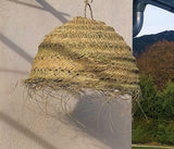 Suspension paille tressée, Suspension luminaire naturelle, Luminaire naturelle extérieur fait main