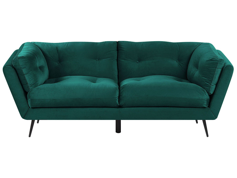 Canapé 3 Places Rembourré en Velours Vert Foncé avec Piètement Noir et Coussins Capitonnés Très Confortable pour Salon Glamour et Rétro Beliani Canapé 3 Places Rembourré en Velours Vert Foncé avec Piètement Noir et Coussins Capitonnés Très Confortable pour Salon Glamour et Rétro Beliani