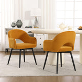 Ya-Home Lot de 2 Chaise de Salle à Manger en Velours Chaise de Cuisine Pivotante avec Accoudoirs Fauteuil à Manger pour Cuisine/Salle de Séjour, Jaune