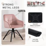 WOLTU Chaise Pivotante à 360°, Chaise Salle à Manger, Chaise Scandinave, Chaise de Cuisine, Fauteuil Salle à Manger, en Velours, Assise Rembourrée, Pieds en Métal, Rose, BH365rs-1