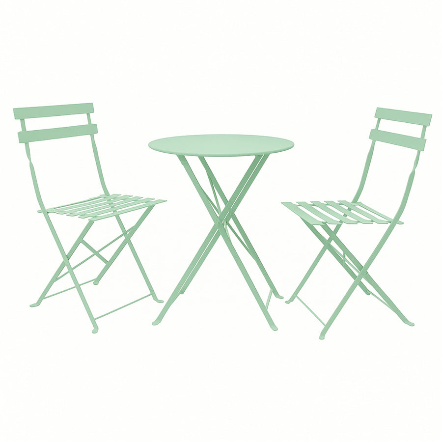 Avril Paris - Ensemble Table et Chaises Pliantes Bistrot Balcon Terrasse- 2 Places - Acier Vert - 2 Chaises et 1 Table Pliante - Flore