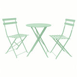Avril Paris - Ensemble Table et Chaises Pliantes Bistrot Balcon Terrasse- 2 Places - Acier Vert - 2 Chaises et 1 Table Pliante - Flore