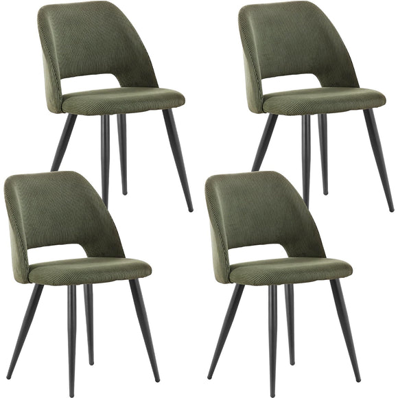 ANVOFONG Chaise de Salle à Manger Lot de 4,Chaise de Cuisine avec Pieds IndéPendants,Chaise Coiffeuse Tapissée en Velours Côtelé,Vert Armée Loungesessel,pour Salle à Manger,Salon,Cuisine,Chambre