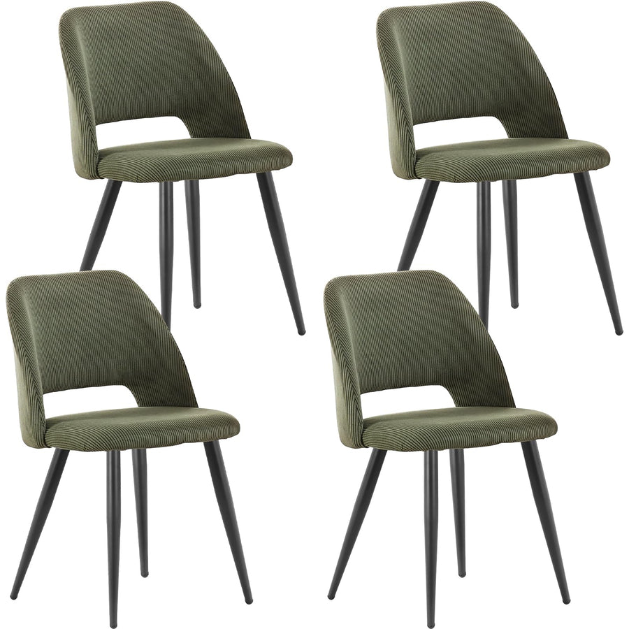 ANVOFONG Chaise de Salle à Manger Lot de 4,Chaise de Cuisine avec Pieds IndéPendants,Chaise Coiffeuse Tapissée en Velours Côtelé,Vert Armée Loungesessel,pour Salle à Manger,Salon,Cuisine,Chambre