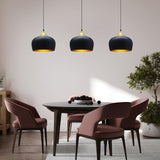 bamyum Lot de 3 Suspension Luminaire Moderne en Metal, Lustre Salle à Manger Ronde de 30 cm, Lustre Cuisine E27 en Métal, Plafonnier, Lampe pour Chambre, Salon, Couloir, Noir