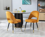 chairus Chaises de Salle à Manger sans Accoudoirs Lot de 2 Chaise de Bureau en Velours Moderne Chaise Rembourrée pour Cuisine Salon (Jaune-2)