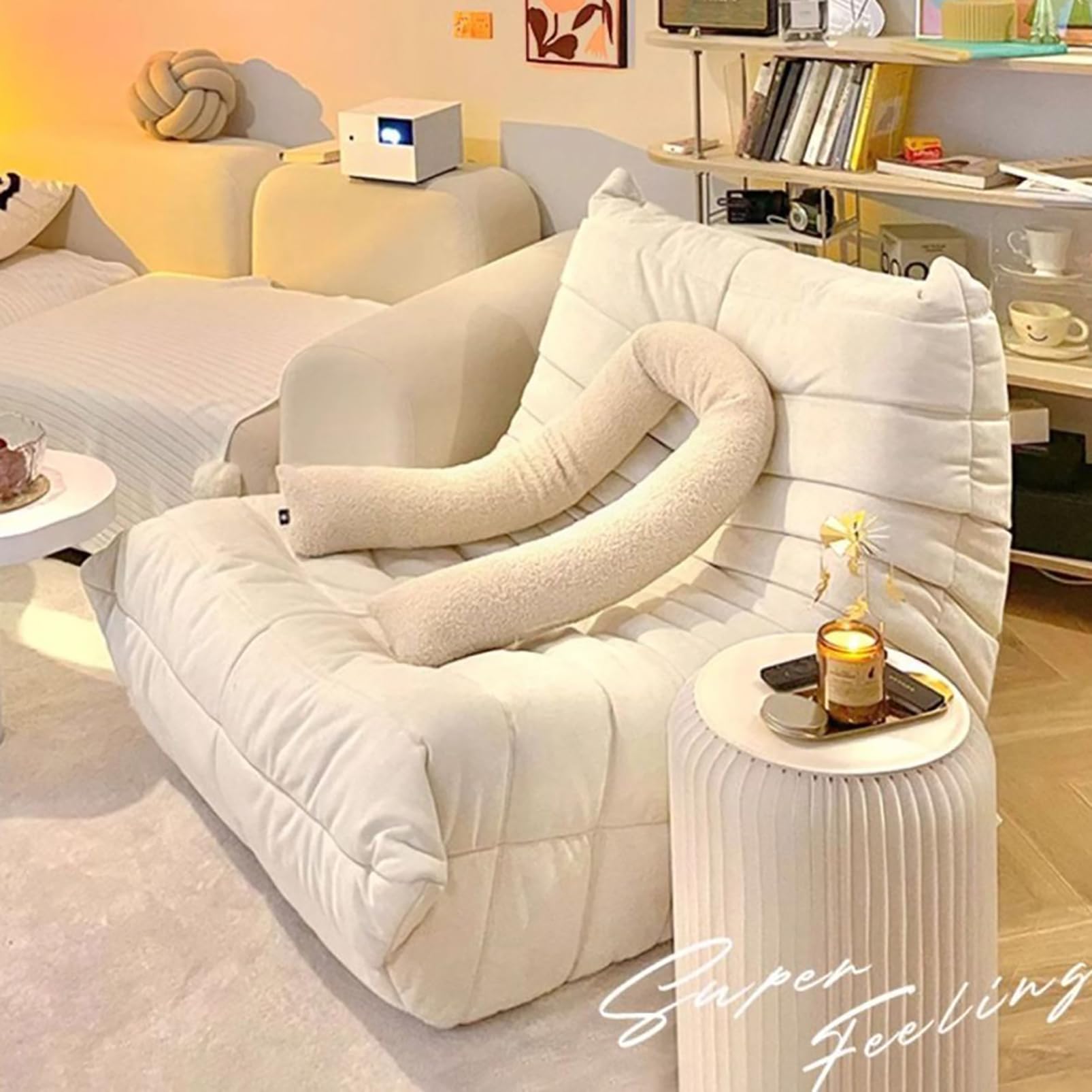 Fauteuil Togo Style Fireside - Canapé De Sol Confortable, Mousse Haute Densité, Tissu Daim Doux - 93x90x70cm - 14