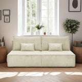 HOMIFAB Canapé Convertible 3 Places avec Coffre de Rangement en Velours côtelé Beige - Milla