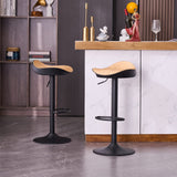 YOUTASTE Tabouret de Bar Lot de 2 Tabourets de Cuisine Chaise Haute Réglable en Hauteur et Pivotant pour îlot de Cuisine et Bar, Surface en Cuir PU, Repose-Pieds (Motif Grain de Bois)