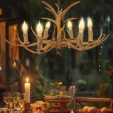 Gorgivous Lustre rustique en bois de cerf à 6 têtes, éclairage de lustre en corne de cerf de Style country rétro pour salon Bar cuisine salle à manger