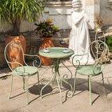 Ensemble De Bistrot 3 Pièces, Table Ronde De Jardin en Fer Forgé Et Chaises De Jardin Patio Balcon Meubles De Table en Métal pour Jardin, Arrière-Cour, Balcon,Vert