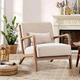 EBELLO Fauteuil de salon avec Cadre en Bois et Coussin, Beige