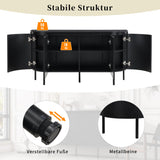 Merax Buffet moderne en bois 145 x 43 x 78 cm avec étagères réglables et pieds en métal, idéal pour le salon et la salle à manger, noir