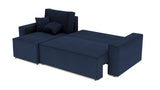 GREKPOL Canapé d'angle Convertible 244x145 Velours Côtelé à Gauche ou à Droite - Canapé avec Espace de Rangement - Sofa Bleu - Canapé 3 Places Convertible - Canapé Lit - Canapé Convertible