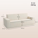 HOMCOM Canapé 3 Places en Velours côtelé 230 cm, canapé Moderne avec Assise et accoudoirs rembourrées, entièrement compressé Pas de Montage nécessaire, pour Salon, Chambre, Bureau, Beige