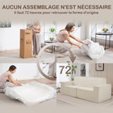 HOMCOM Canapé 3 Places en Velours côtelé 230 cm, canapé Moderne avec Assise et accoudoirs rembourrées, entièrement compressé Pas de Montage nécessaire, pour Salon, Chambre, Bureau, Beige