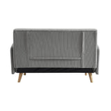 sweeek - Canapé Convertible 2 Places scandinave Velours côtelé Gris Clair - Panam - Pieds Bois. Banquette. Dossier inclinable