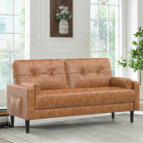 Aotumm Ciort Canapé 2 places, moderne avec coussins épais, 2 oreillers et 2 poches de rangement, canapé en cuir confortable pour salon, chambre à coucher, bureau, montage facile, petit canapé 2 places