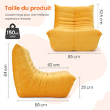 Canapé de salon en mousse à mémoire de forme pour petits espaces : canapé de sol, canapé paresseux en suédine, Cloud Couch pour chambre et salon, jaune