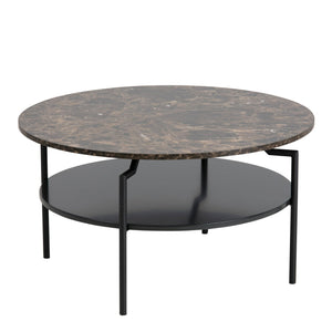 Furniture To Go Table Basse Ronde Goldington Marron avec Effet marbre Furniture To Go Table Basse Ronde Goldington Marron avec Effet marbre