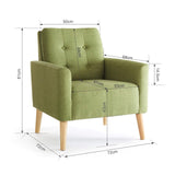 Meerveil - Fauteuil - Canapé 1 Place en Polyester avec Pieds en Bois Massif Style Scandinave pour Chambre Salon Balcon Bureau (Vert)