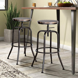 MEUBLE COSY Lot de 2 Tabouret de Bar Vintage Chaise Siège de Cuisine Hauteur réglable 69-77cm Pivotant sur 360° avec Repose-Pieds Style industriel Pieds Métal