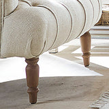 Loberon Fauteuil Parranquet, Caractéristique Chesterfield Classique, Pieds Tournés, Design Intemporel, Rembourrage Confortable, Assise, Viscose, Bois de Manguier, Lin