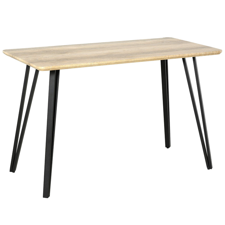 HOMCOM Table à Manger Design Industriel Grand Plateau dim. 120L x 60l x 75H cm Pieds métal Noir en épingles MDF Aspect chêne Clair HOMCOM Table à Manger Design Industriel Grand Plateau dim. 120L x 60l x 75H cm Pieds métal Noir en épingles MDF Aspect chêne Clair