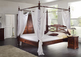 MASSIVMOEBEL24.DE Lit à baldaquin 180x200 Acacia laqué Nougat Oxford #246