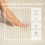 HOMCOM Canapé d'angle Velours Côtelé Canapé 3 Places 214 cm Beige