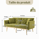 YESGIGA Canapé design 3 places en velours doux, canapé-lit convertible, canapé-lit convertible, support de jambe en métal robuste, adapté à plusieurs scénarios salon, chambre à coucher (vert olive)