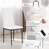 WOLTU Chaise Salle à Manger Lot de 4, Chaise Cuisine avec Dossier Haut, Siège Rembourré en Similicuir, Pieds en Métal, Design Moderne, pour Salon, Cuisine, Salle à Manger, Blanc, EZS46ws-4