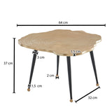 FineBuy Table Basse de Salon Métal 64x64x37 cm Disque d'arbre Aluminium Or | Petite Table de Canapé | Design Table d'appoint Style Moderne