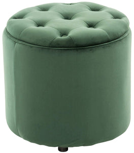 Tabouret Pouf Patin en Velours I Tabouret Coffre avec Espace De Rangement I Pouf Repose-Pieds, Couleur:Vert