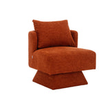 HOFURNI Fauteuil tonneau pivotant moderne du milieu du siècle pivotant à 360°, en velours confortable, parfait pour le salon, la chambre, le bureau et le coin lecture (orange)