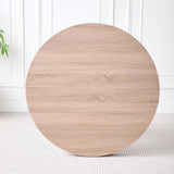 BenyLed Table Ronde avec Pieds Robustes en Forme de X, 100cm*100cm*76.5cm pour Cuisine, Petit Espace, Appartement (Grain de Bois Clair)