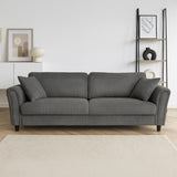 CONCEPT USINE | Canapé Droit 4 Places Lucerne Gris Foncé | Velours Côtelé Doux | Confort Ferme | Design Arrondi et Moderne | Structure Bois | 2 Coussins Inclus | 212 cm de Longueur