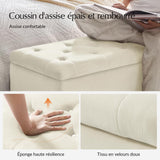 HULALA HOME Banc de Rangement Moderne en Velours avec Base dorée et Garniture cloutée, Banc de Chambre rembourré pour Bout de lit, Repose-Pieds capitonné pour entrée, Salon, Salle à Manger,Blanc