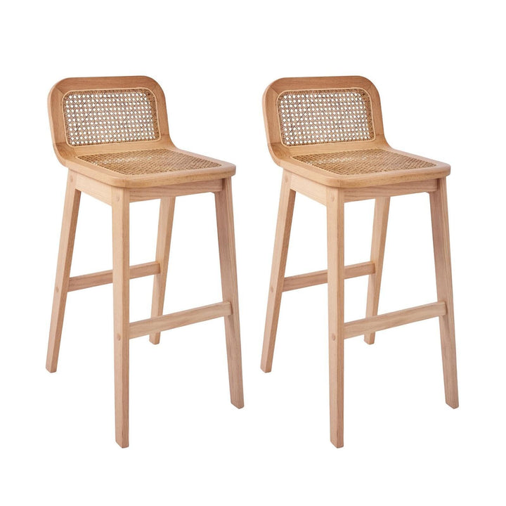 MOB-IN Lot de chaises Sana d MOB-IN Lot de chaises Sana d'îlot et Bar en chêne et Assise cannage 65cm