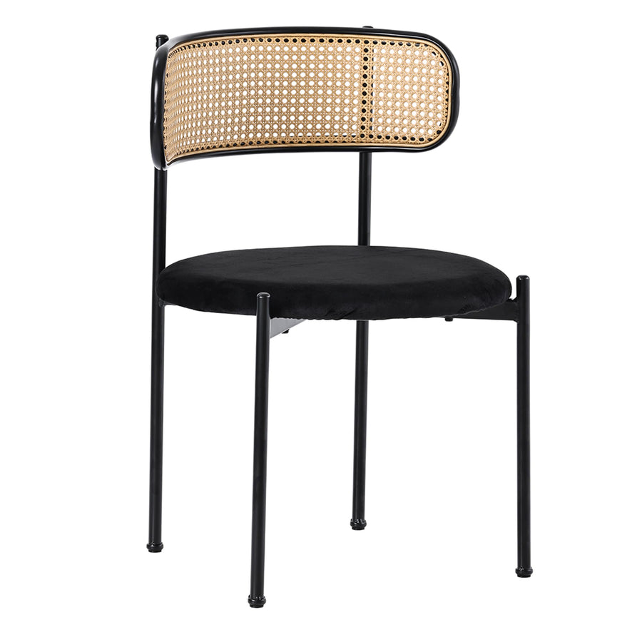Merax Lot de 4 Chaises de Salle à Manger, Modernes Chaise Cuisine avec Dossier en Rotin et Pieds en Métal, pour Salle à Manger, Salon, Chambre, Velours, Noir Merax Lot de 4 Chaises de Salle à Manger, Modernes Chaise Cuisine avec Dossier en Rotin et Pieds en Métal, pour Salle à Manger, Salon, Chambre, Velours, Noir
