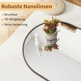 Koonmi Miroir sur pied avec dessus bombé, 171 x 76 cm, miroir arqué, avec verre robuste, miroir complet monté au mur, appuyé ou à placer librement avec pince, noir