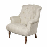 Loberon Fauteuil Parranquet, Caractéristique Chesterfield Classique, Pieds Tournés, Design Intemporel, Rembourrage Confortable, Assise, Viscose, Bois de Manguier, Lin