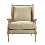 Loberon Greenbrier - Fauteuil rembourré confortable - Finition antique authentique - Tressé à la main - Coton - Rotin - Bois de frêne - Marron antique / Beige