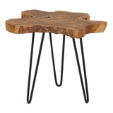 Beliani 2 x Tables Basses avec Plateau en Bois de Java et Pieds en Métal Noir Design Industriel pour Salon Moderne, Rustique ou Scandinave