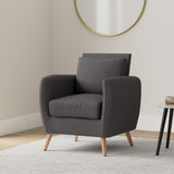 CLP Fauteuil de Salon Tilgard en Tissu I Fauteuil Confortable Rembourrée avec accoudoirs et Dossier Pieds en Bois Solide I Couleur : Gris foncé