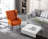 chairus Fauteuil Salon en Velours Chaise Rembourrée Chaise Longue de Relaxation pour Chambre Chaise d'appoint avec Accoudoirs (Orange)